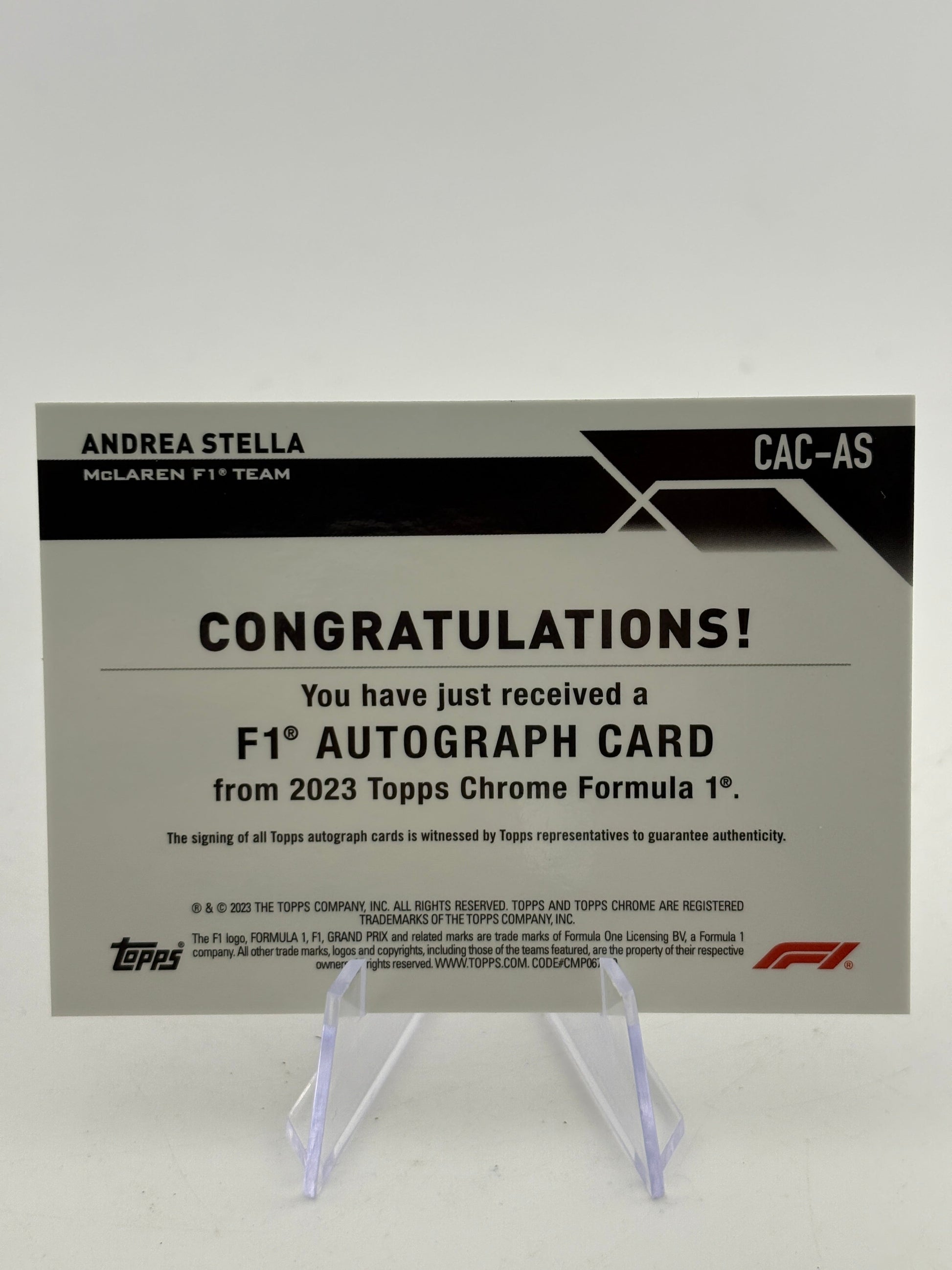 2023 Topps Chrome Formula 1 - Andrea Stella Silver Auto #CAC-AS FRENLY BRICKS - Open 7 Days