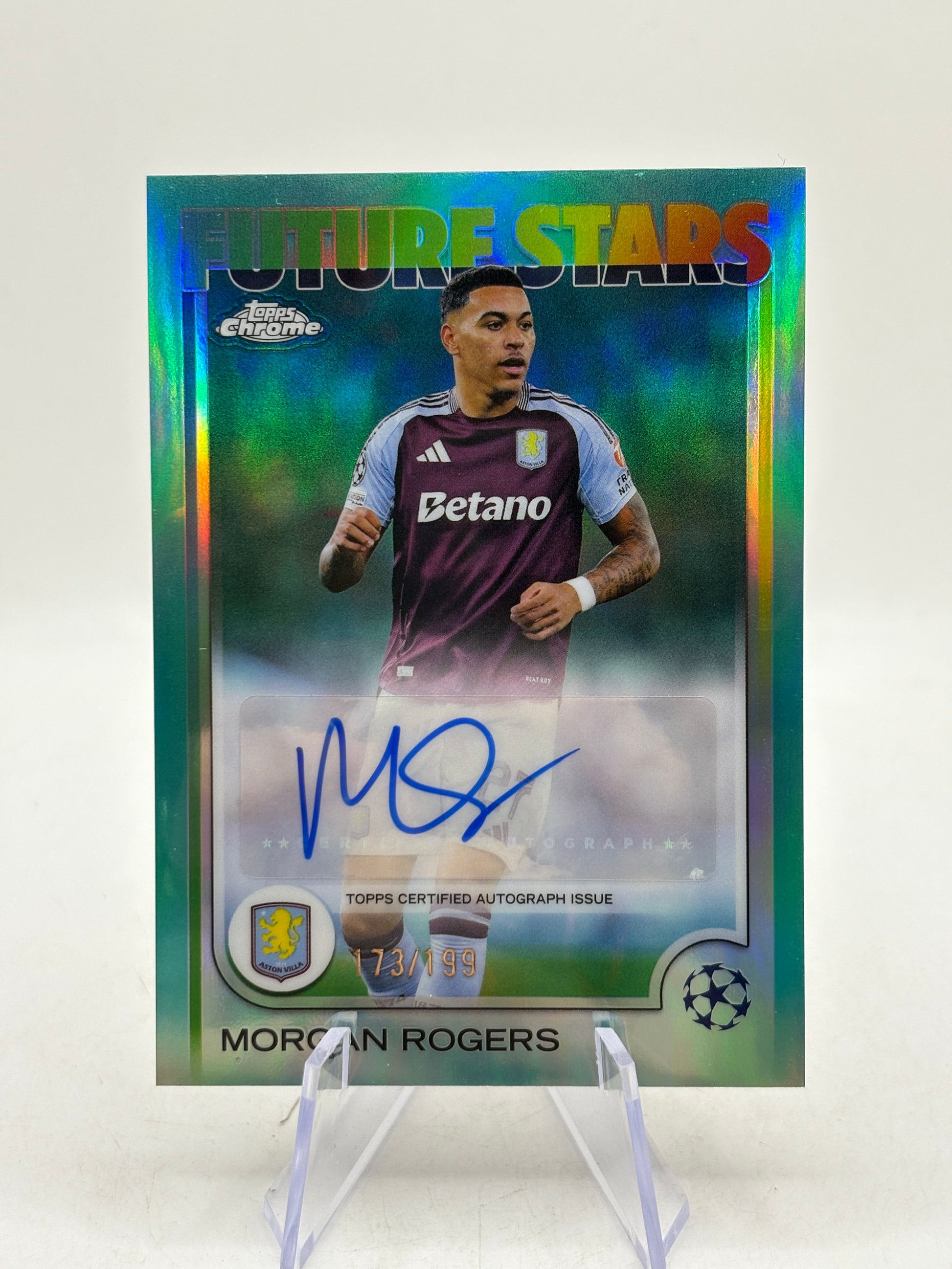 2024-25 Topps Chrome Morgan Rogers Future Stars Auto Aqua Refractor /199 image 1