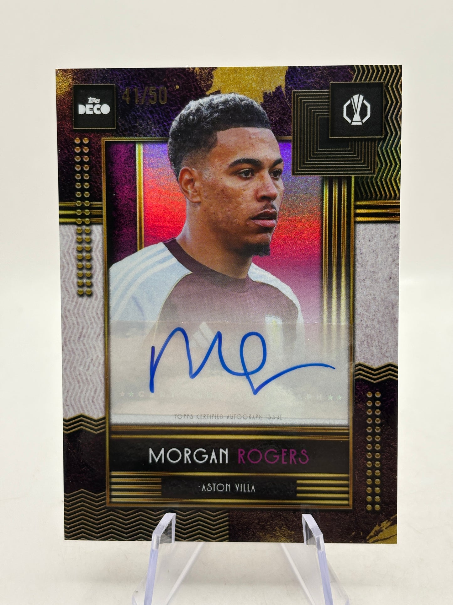 Morgan Rogers 2025-26 Topps Deco UCC Current Stars Purple Auto /50