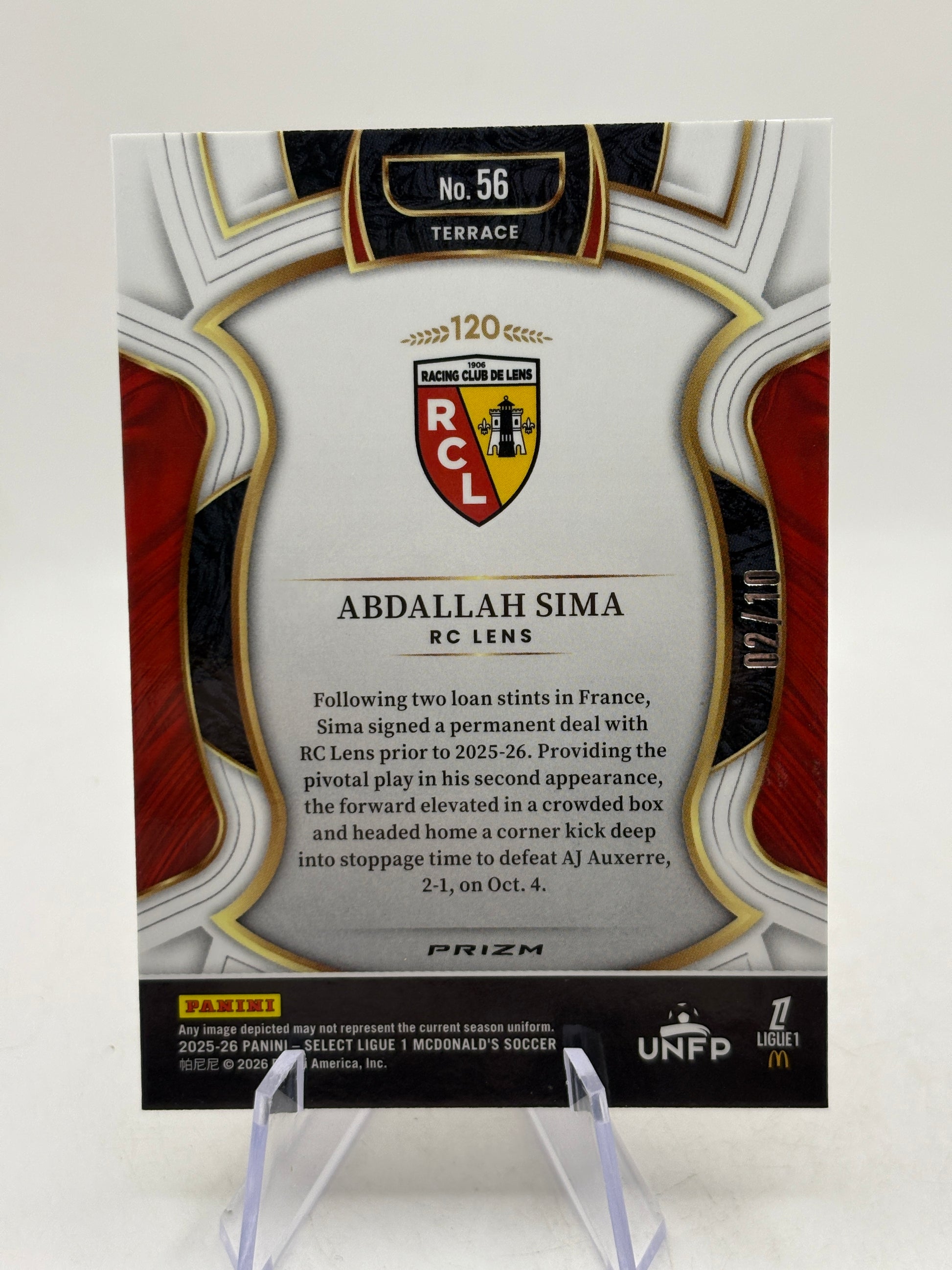2025-26 Panini Select Ligue 1 Mcdonalds - Abdallah Sima 02/10 Gold Dragon Scale image 2