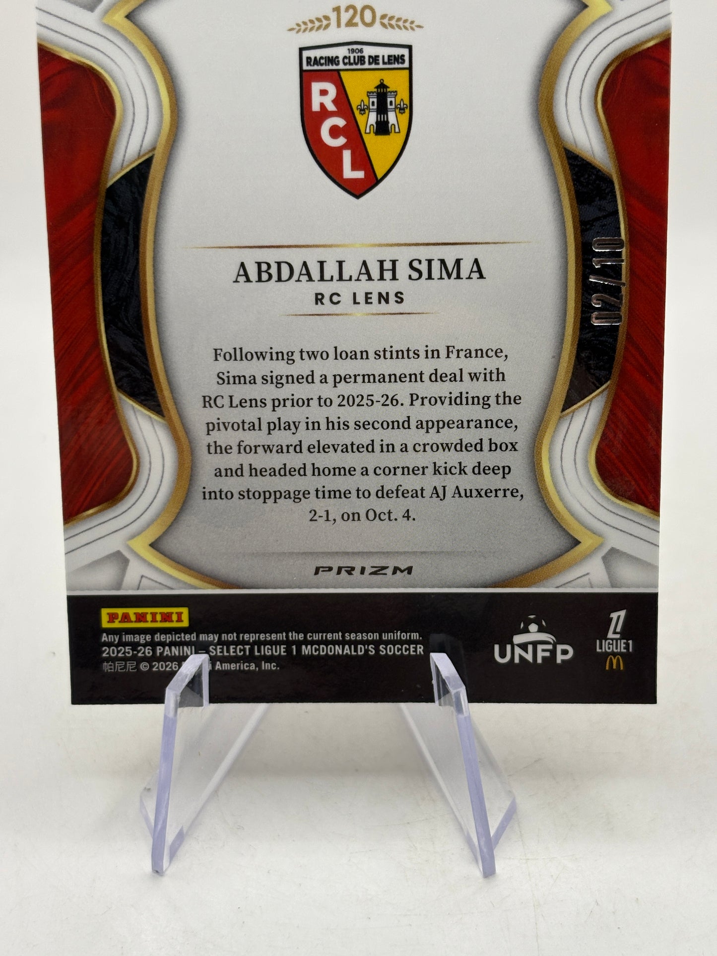 2025-26 Panini Select Ligue 1 Mcdonalds - Abdallah Sima 02/10 Gold Dragon Scale