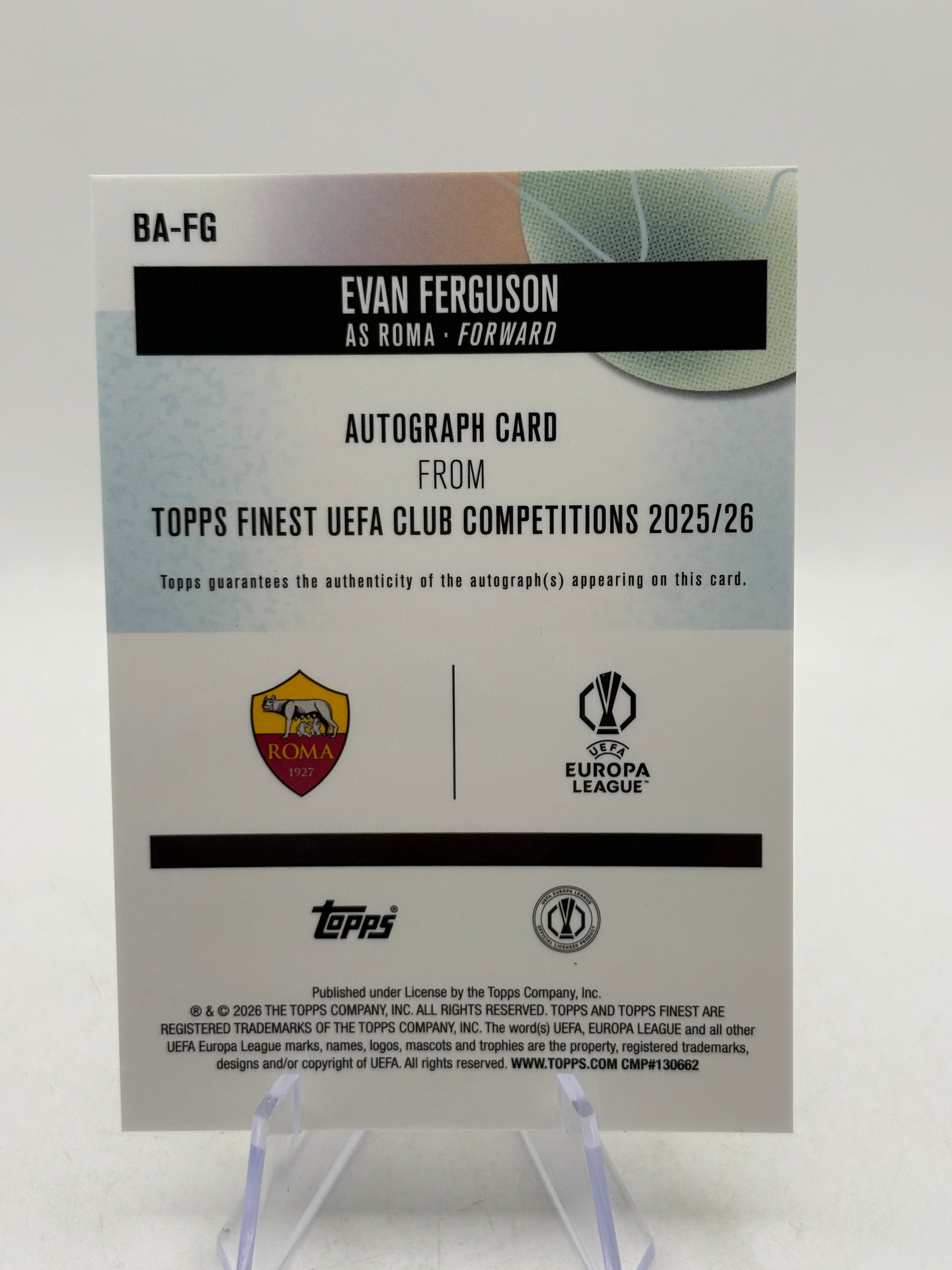 2025-26 Topps Finest UEFA CLUB - BA-FG Evan Ferguson Autograph image 2