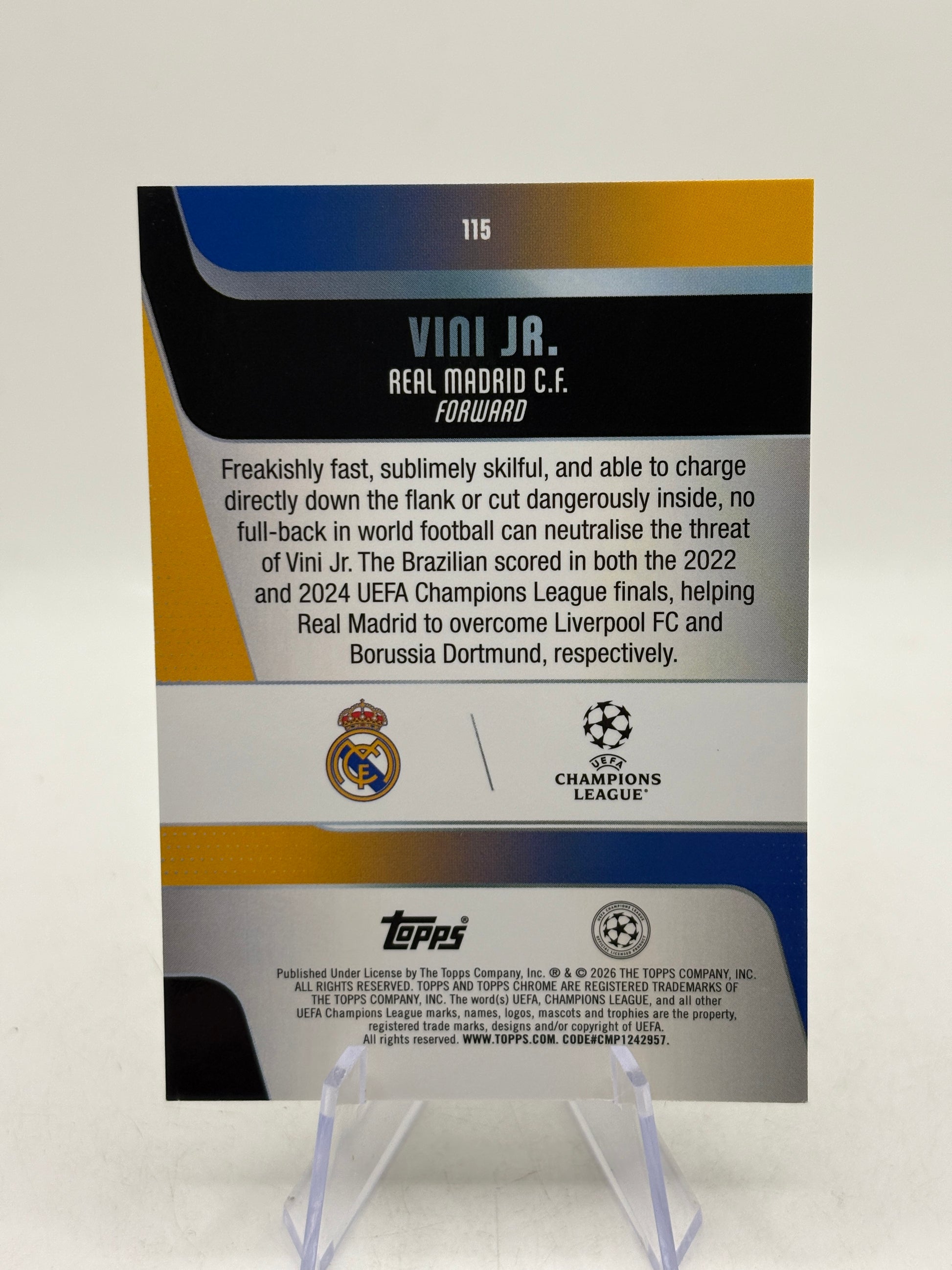 2025-26 Topps Chrome UEFA - #115 Vini Jr. Green Refractor /99 image 2