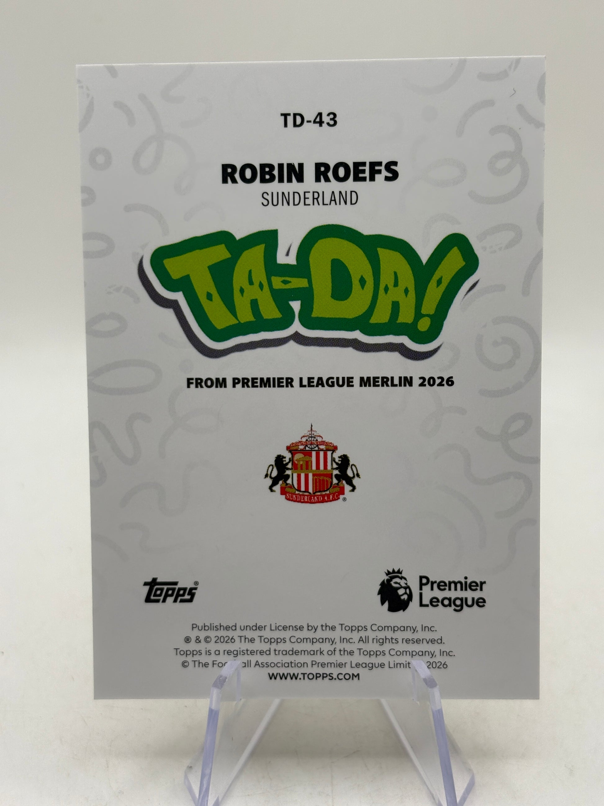 Topps Merlin 2026 - TD-43 Robin Roefs Ta-Da! Gold 26/50 image 2