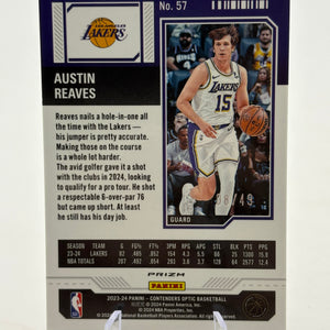 2023-24 Panini Contenders Optic - Austin Reaves #57 /49 Orange Season Ticket FRENLY BRICKS - Open 7 Days