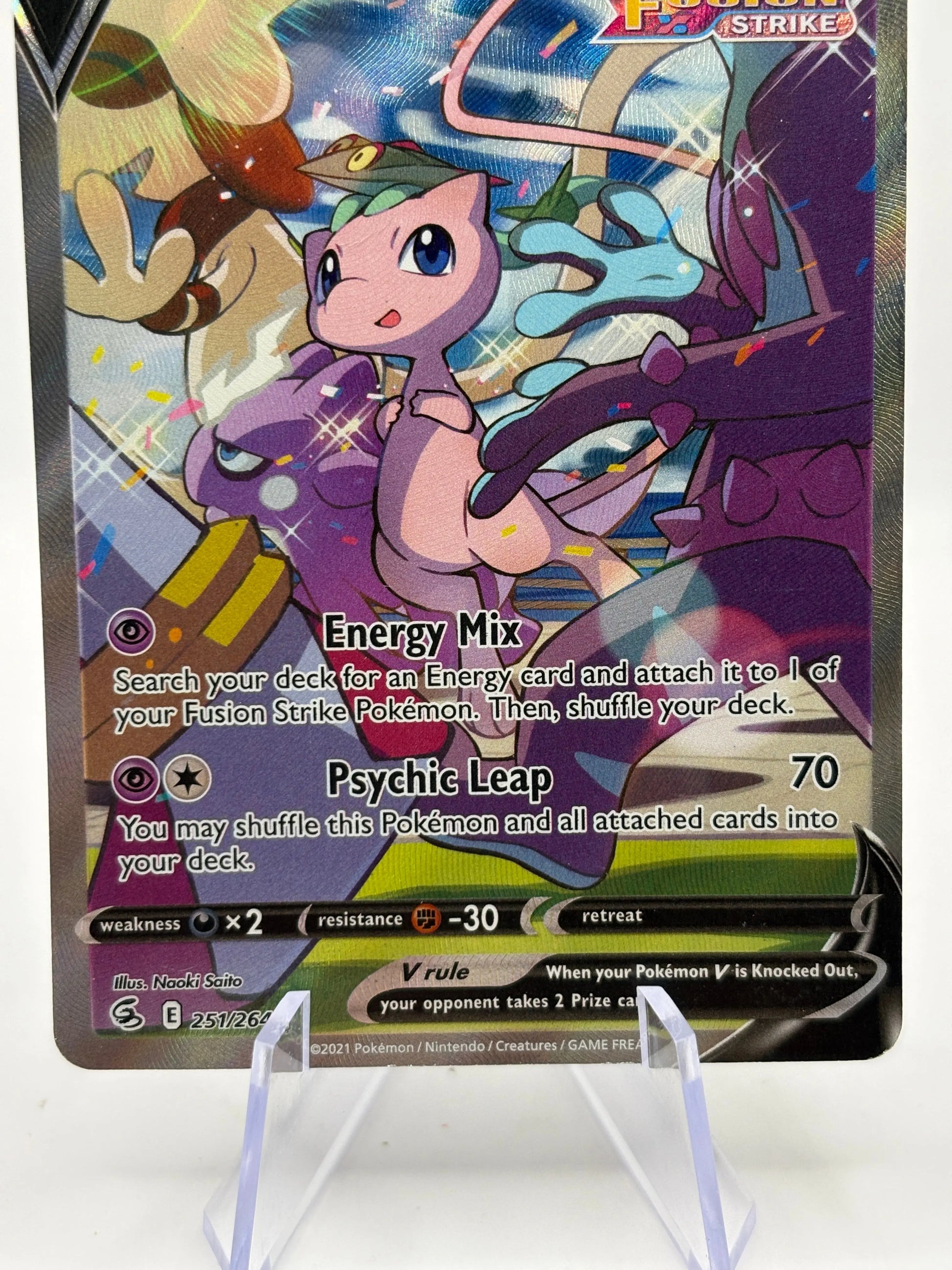 Pokemon TCG Fusion Strike - Mew V 251/264 Alternate Full Art Lightly Played FRENLY BRICKS - Open 7 Days