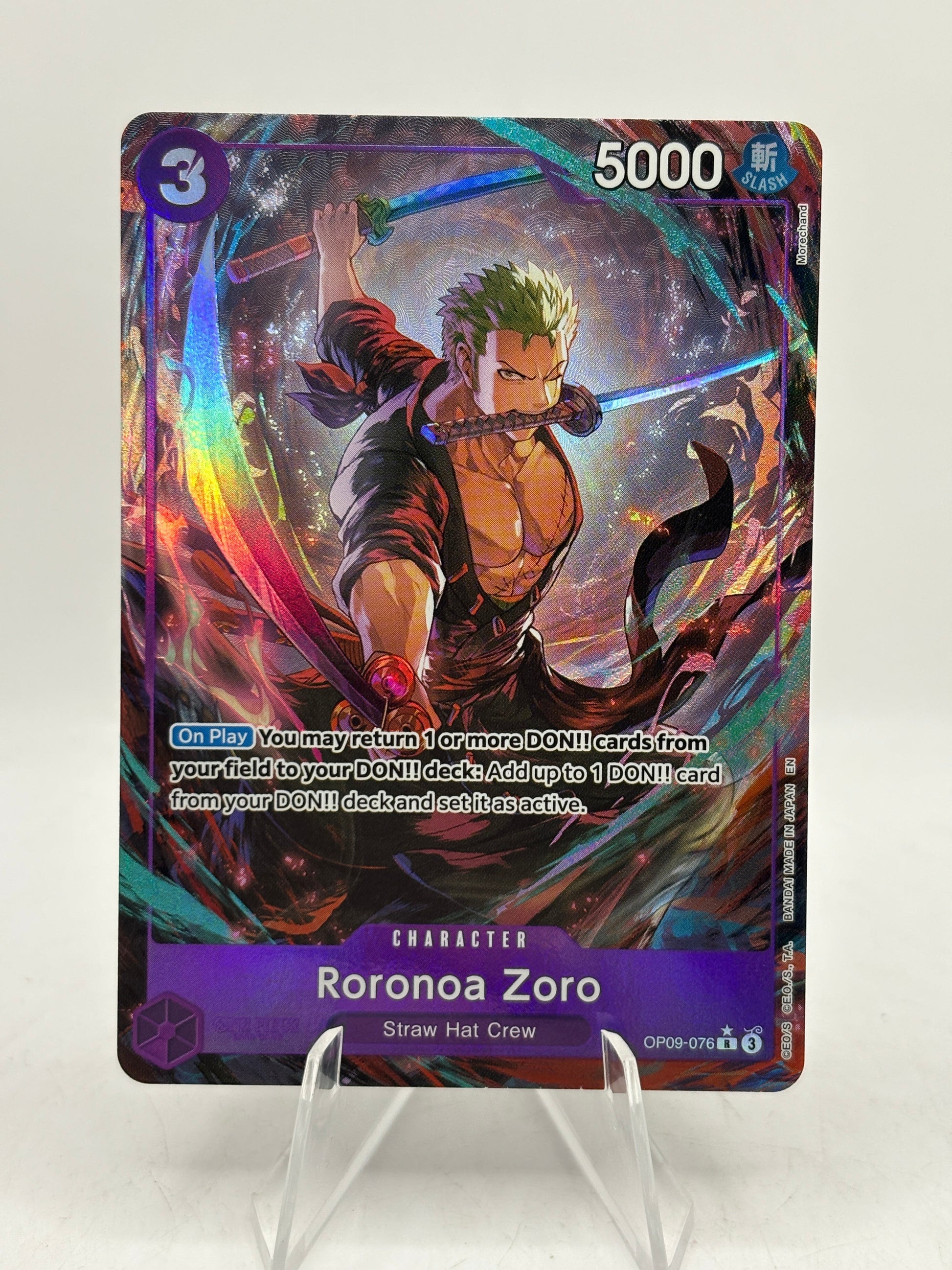 One Piece TCG OP09 - Roronoa Zoro OP09-076 R* Alt Art NM FRENLY BRICKS - Open 7 Days