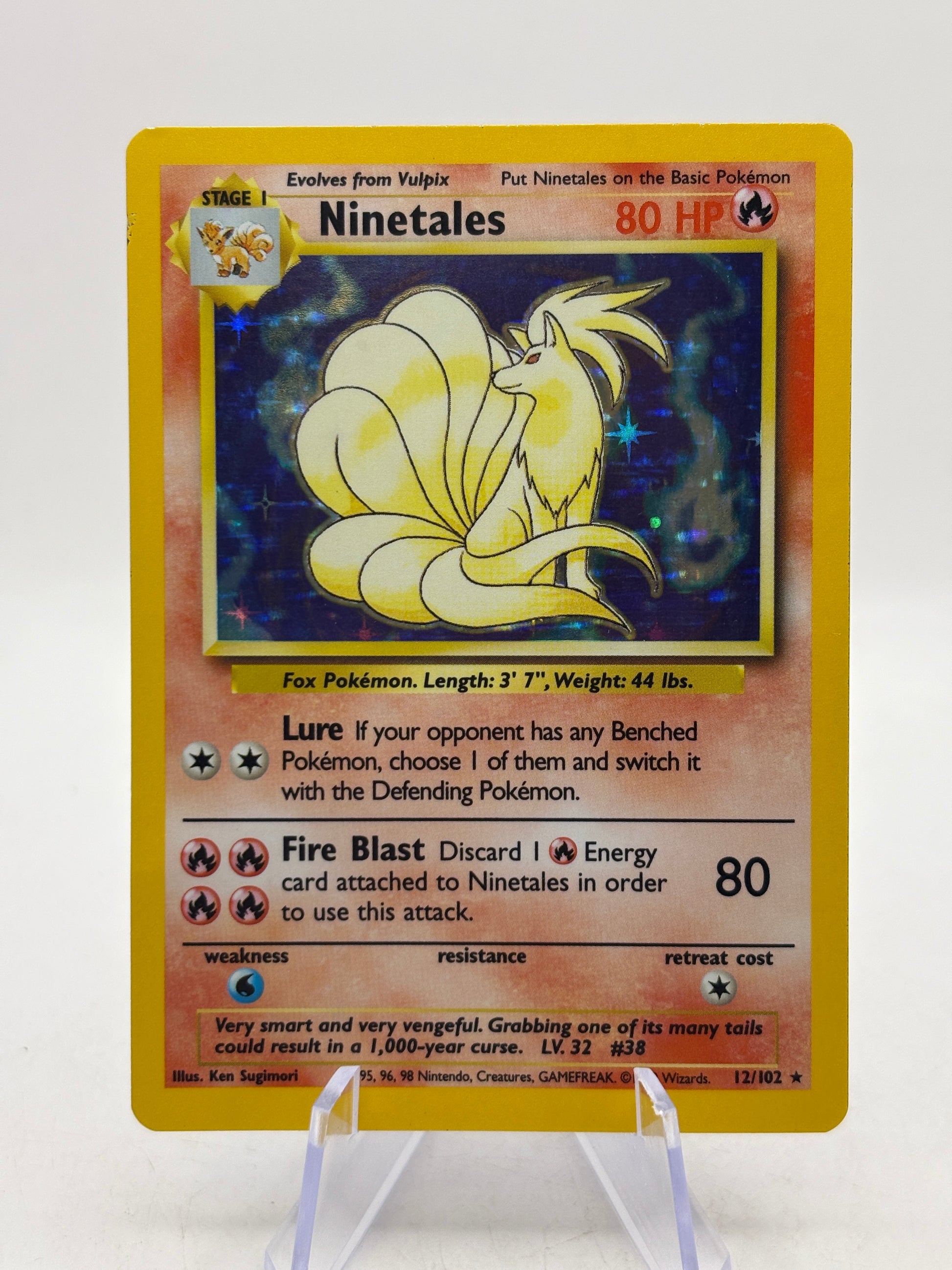 Pokemon TCG WOTC Base Set Unlimited - Ninetales 12/102 Holo Rare DMG image 1