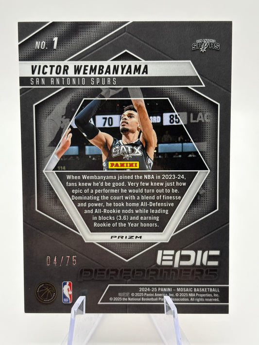 2024-25 Panini Mosaic Victor Wembanyama Epic Performers /75 Orange Fluorescent FRENLY BRICKS - Open 7 Days