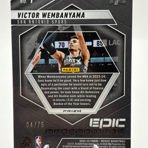 2024-25 Panini Mosaic Victor Wembanyama Epic Performers /75 Orange Fluorescent FRENLY BRICKS - Open 7 Days