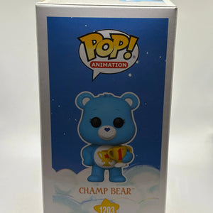 Funko POP! Animation Care Bears 40th #1203 Champ Bear Limited Flocked Chase FRENLY BRICKS - Open 7 Days