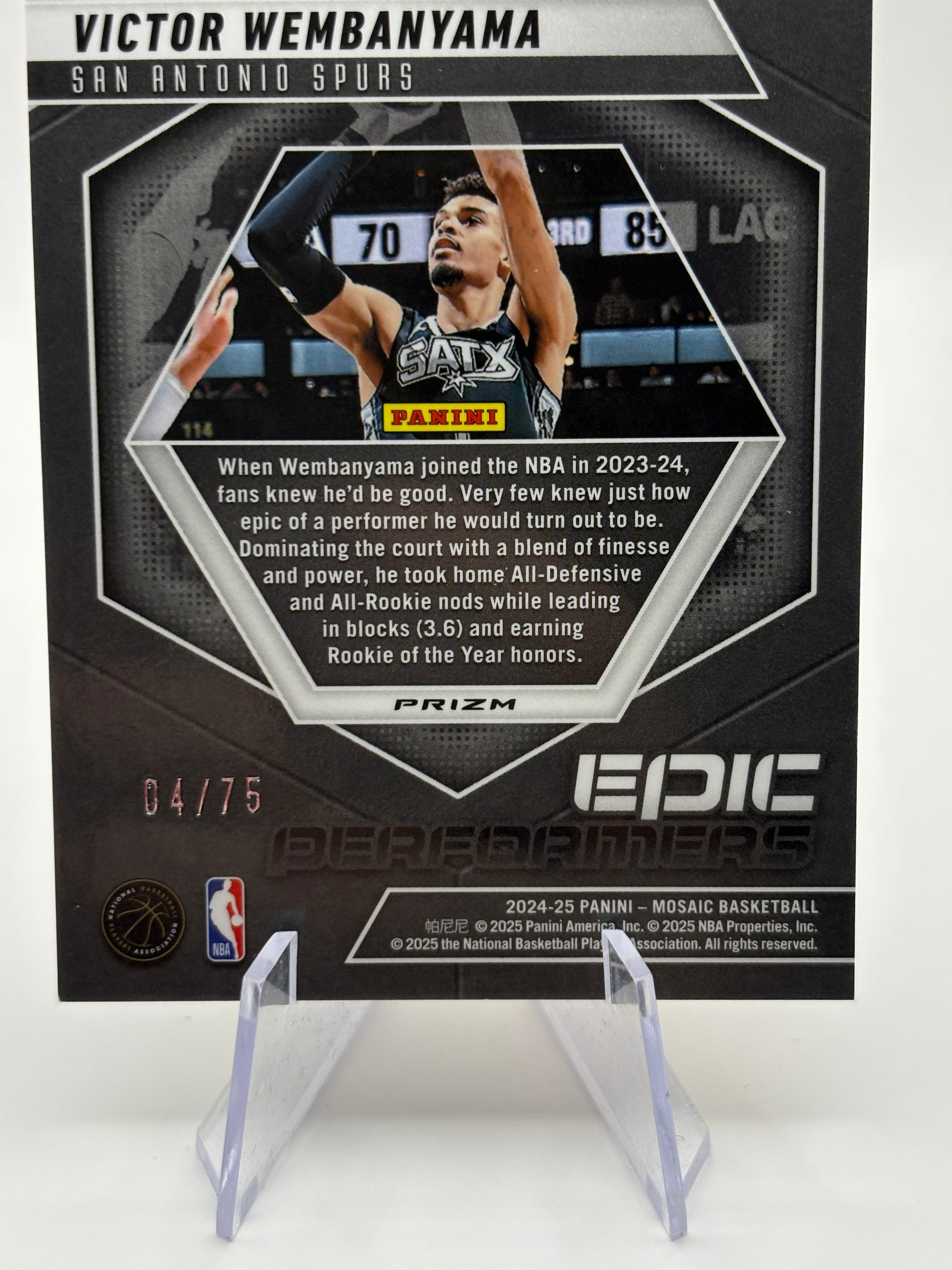 2024-25 Panini Mosaic Victor Wembanyama Epic Performers /75 Orange Fluorescent FRENLY BRICKS - Open 7 Days