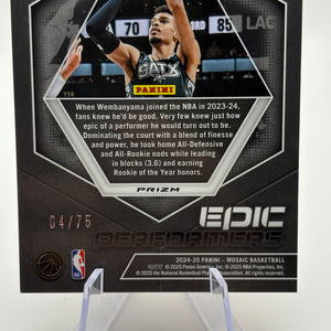 2024-25 Panini Mosaic Victor Wembanyama Epic Performers /75 Orange Fluorescent FRENLY BRICKS - Open 7 Days