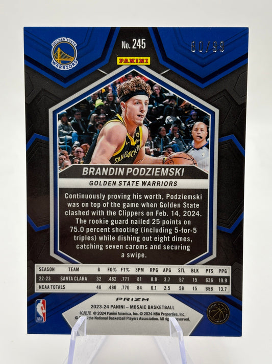 2023-24 Panini Mosaic - Rookies Brandin Podziemski Purple Mosaic Prizm /99 (RC) FRENLY BRICKS - Open 7 Days