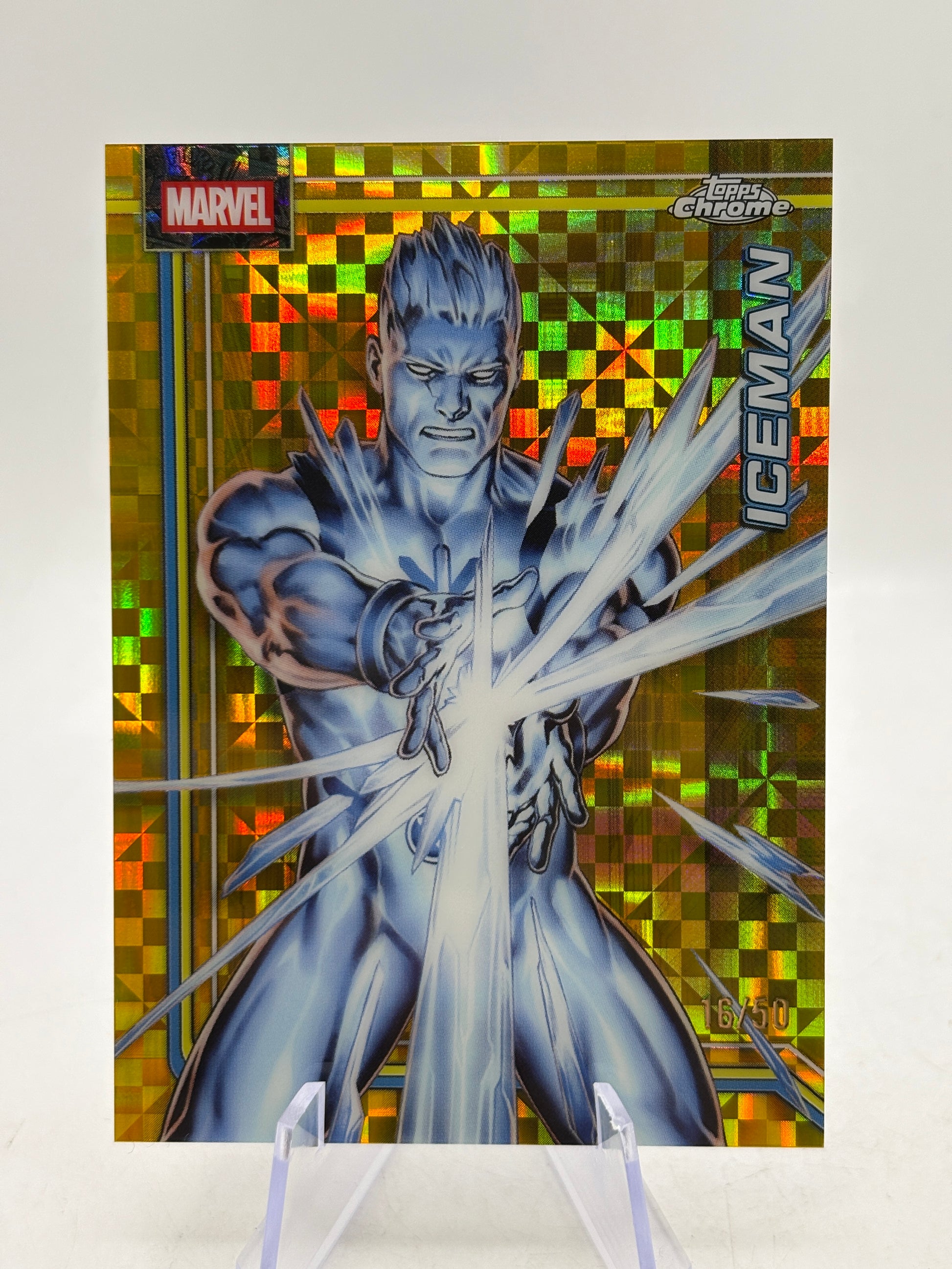 2026 Marvel Topps Chrome - Iceman 16/50 Gold X Fractor image 1