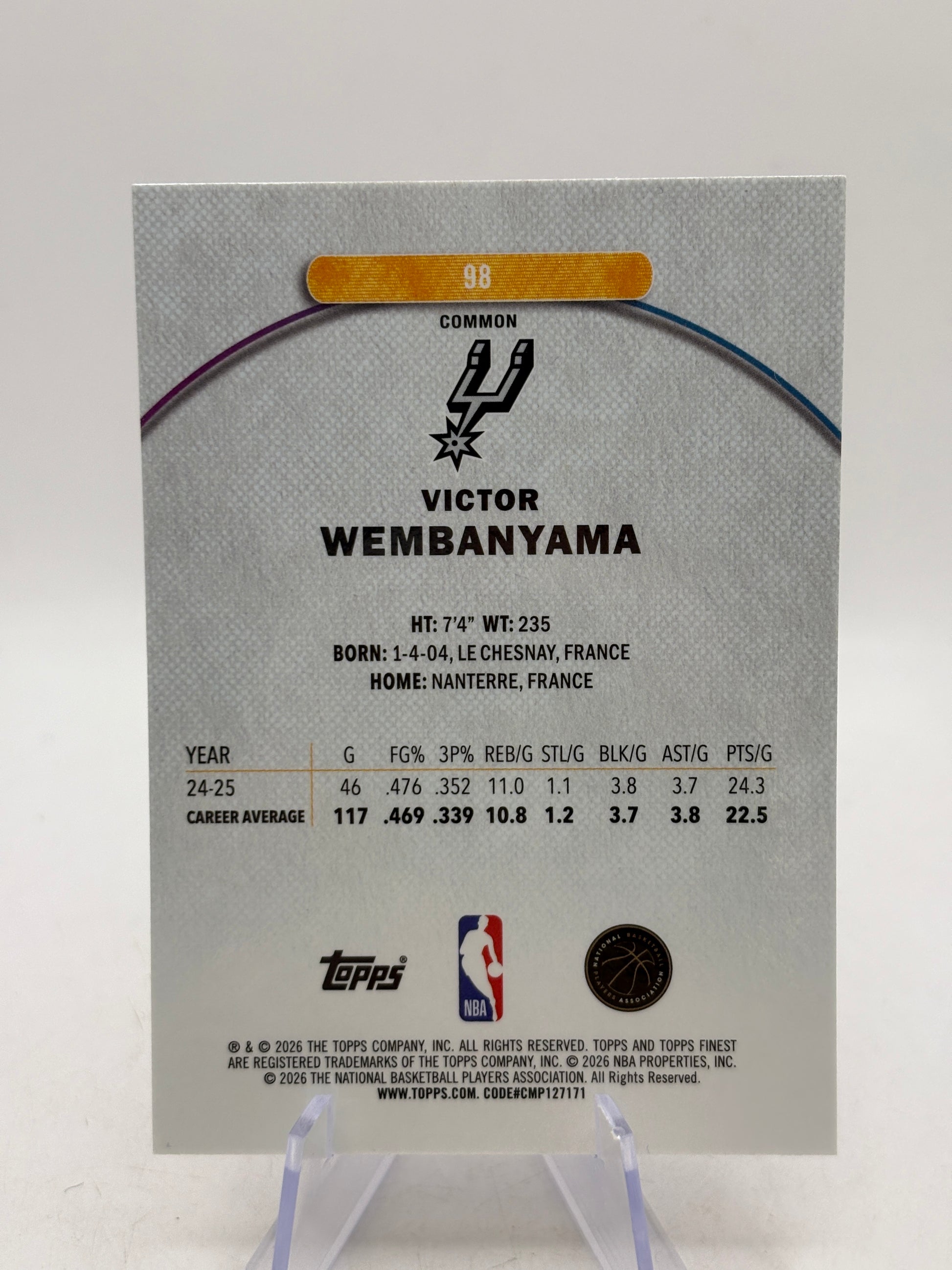 2026 Topps Finest Basketball - Victor Wembanyama #98 Common Oil Spill Refractor image 2