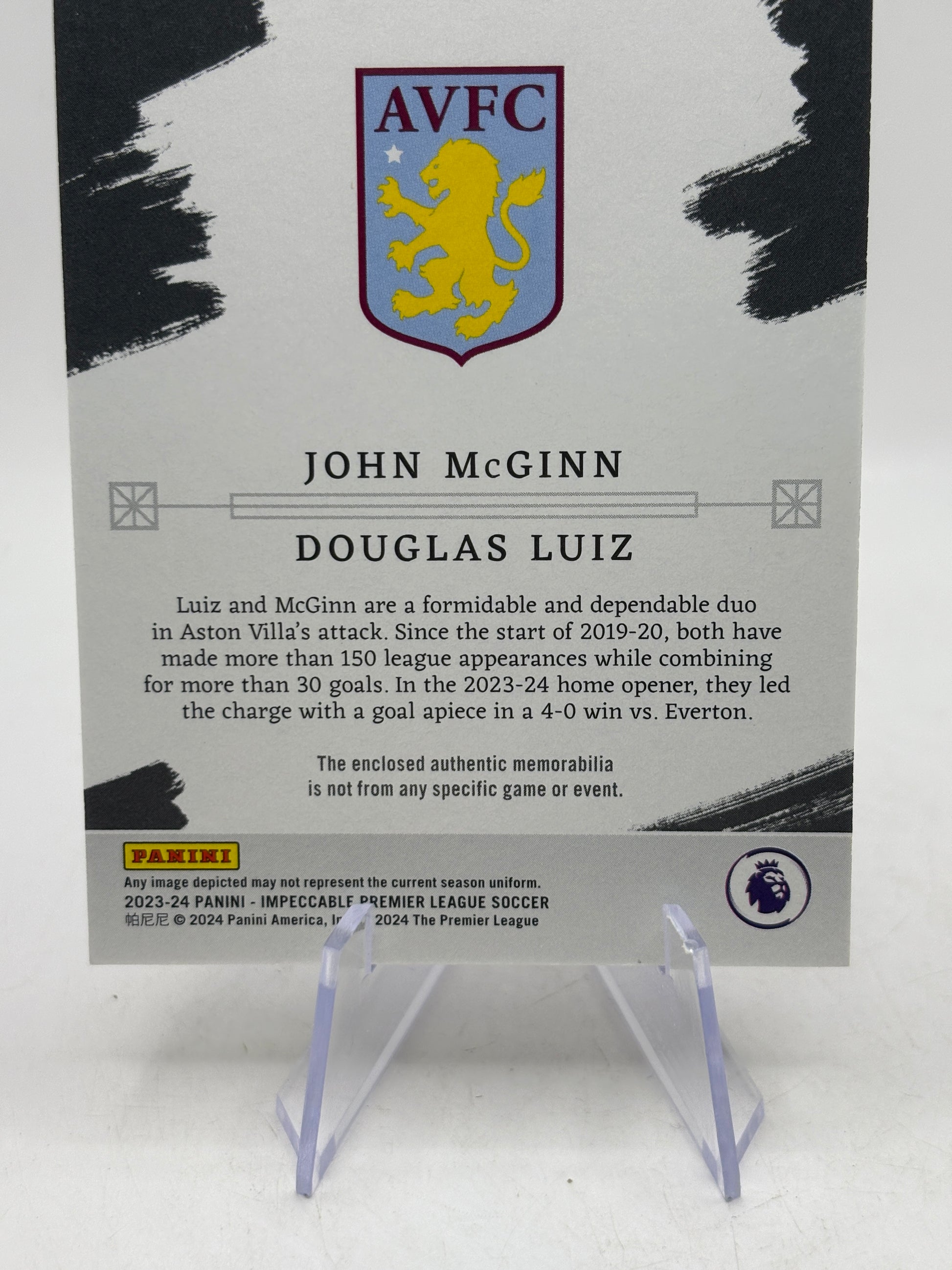 2023 Impeccable Premier League Dual Materials /99 John McGinn Douglas Luiz Dual Patch image 4