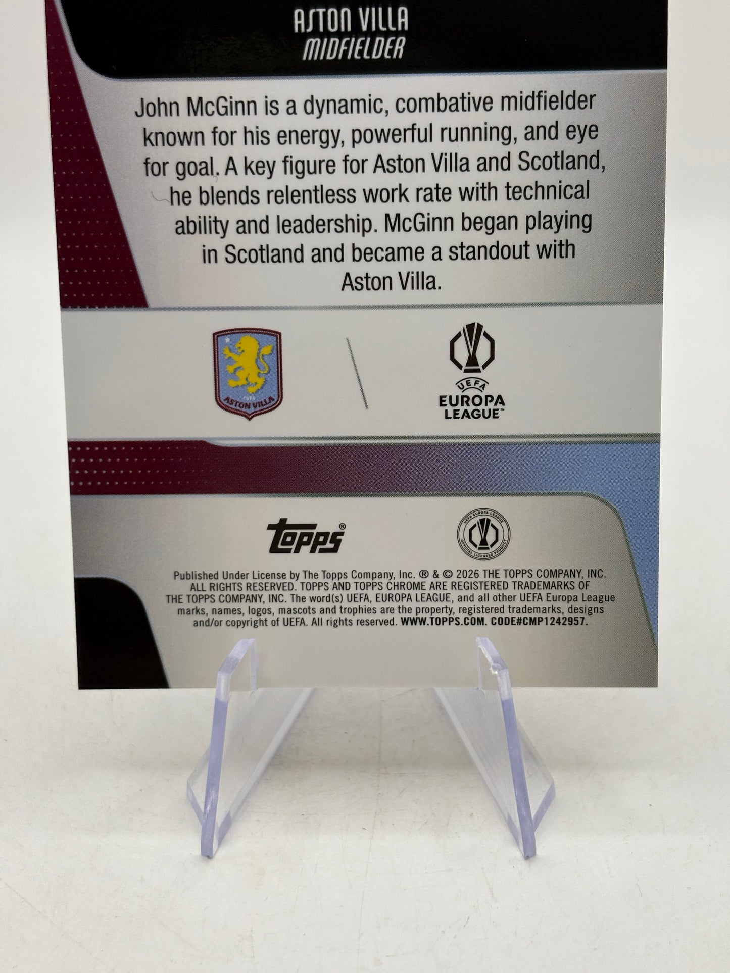 2025-26 Topps Chrome UEFA UCC John McGinn Negative Refractor SP Aston Villa