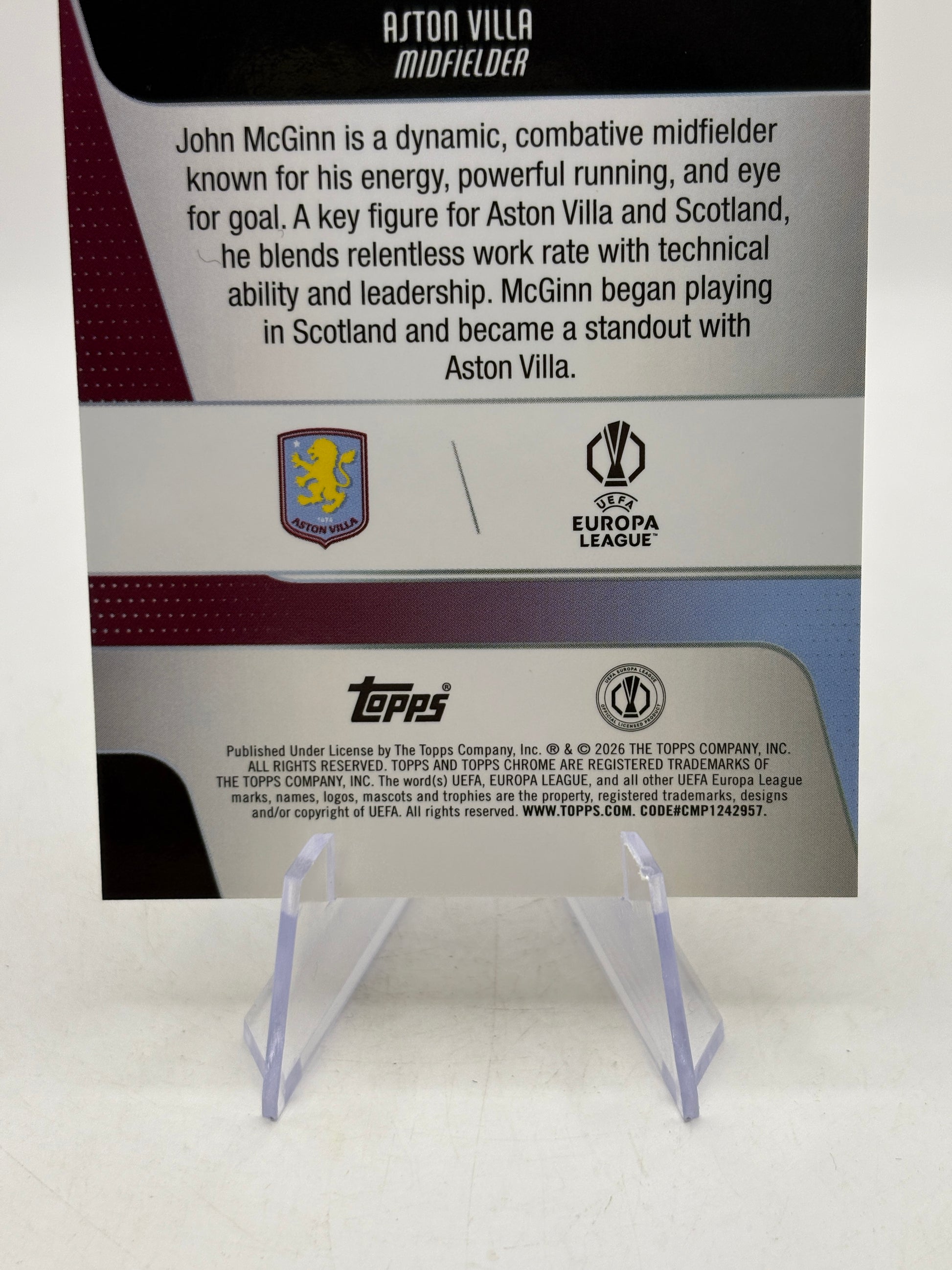 2025-26 Topps Chrome UEFA UCC John McGinn Negative Refractor SP Aston Villa image 4