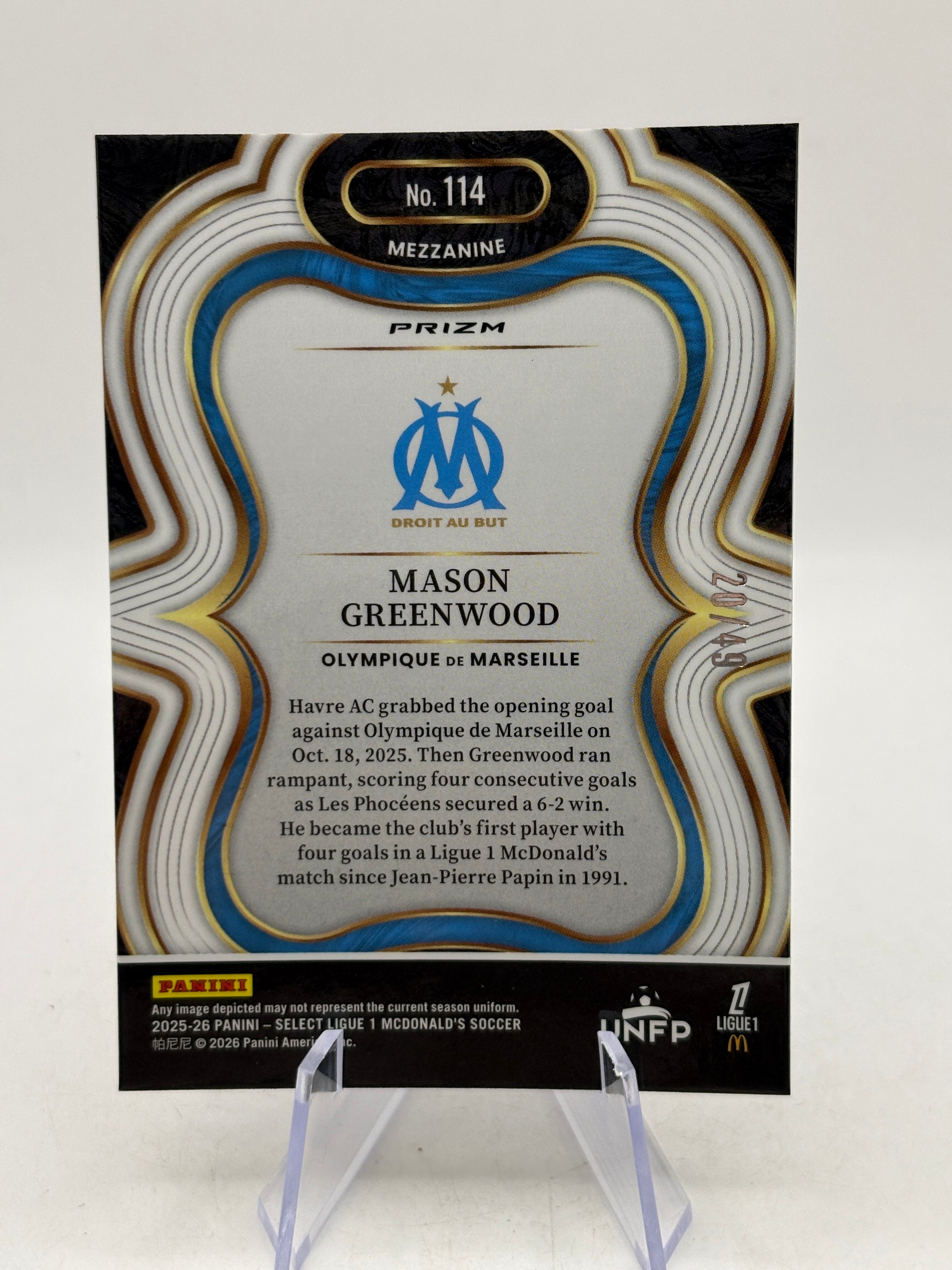 2025-26 Panini Select Ligue 1 - Mason Greenwood Purple Dragon Scale /49 image 2