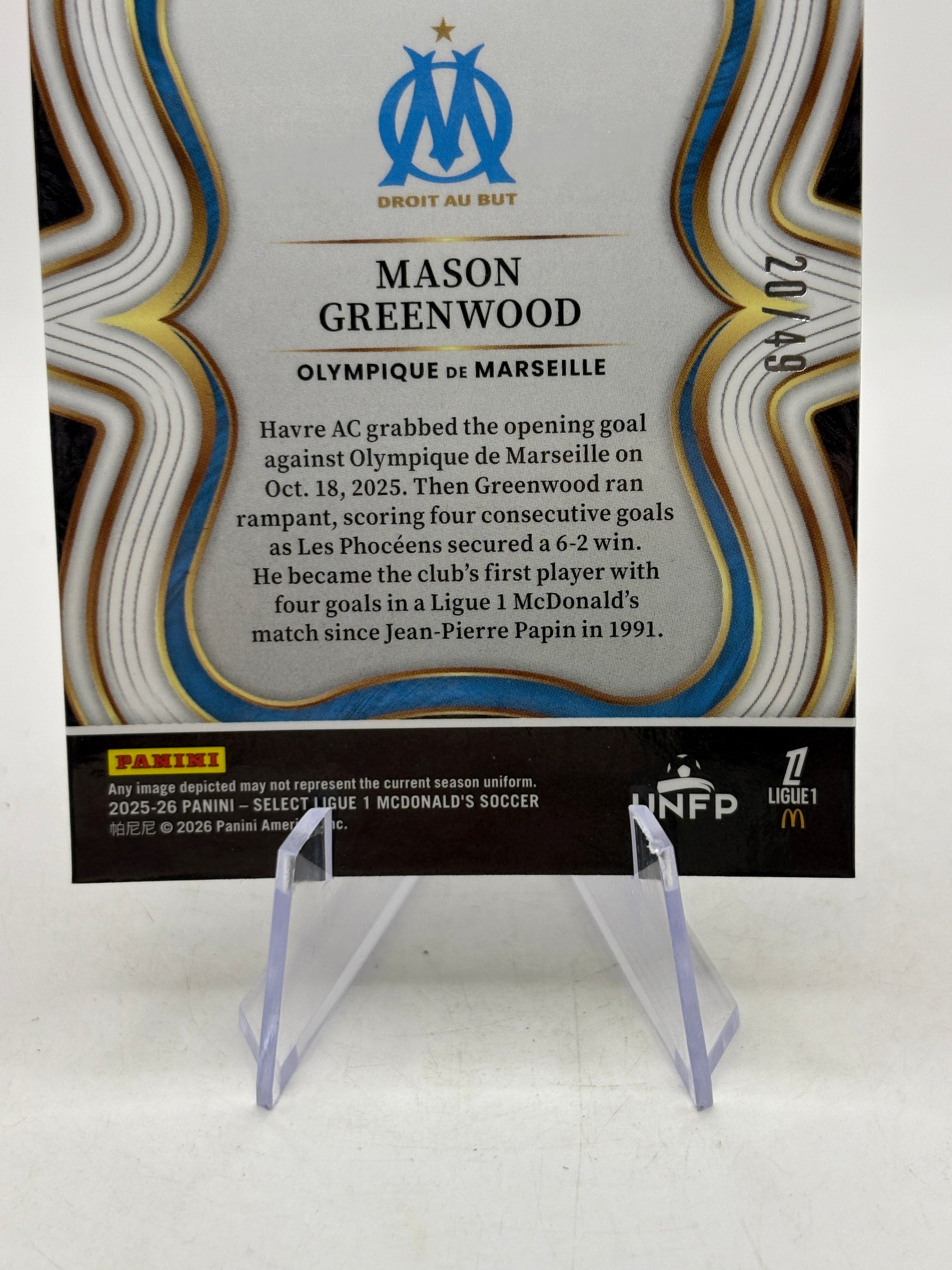 2025-26 Panini Select Ligue 1 - Mason Greenwood Purple Dragon Scale /49 image 4
