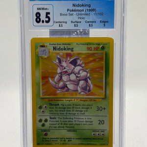 Pokemon TCG Base Set Unlimited - Nidoking 11/102 Holo CGC 8.5 FRENLY BRICKS - Open 7 Days