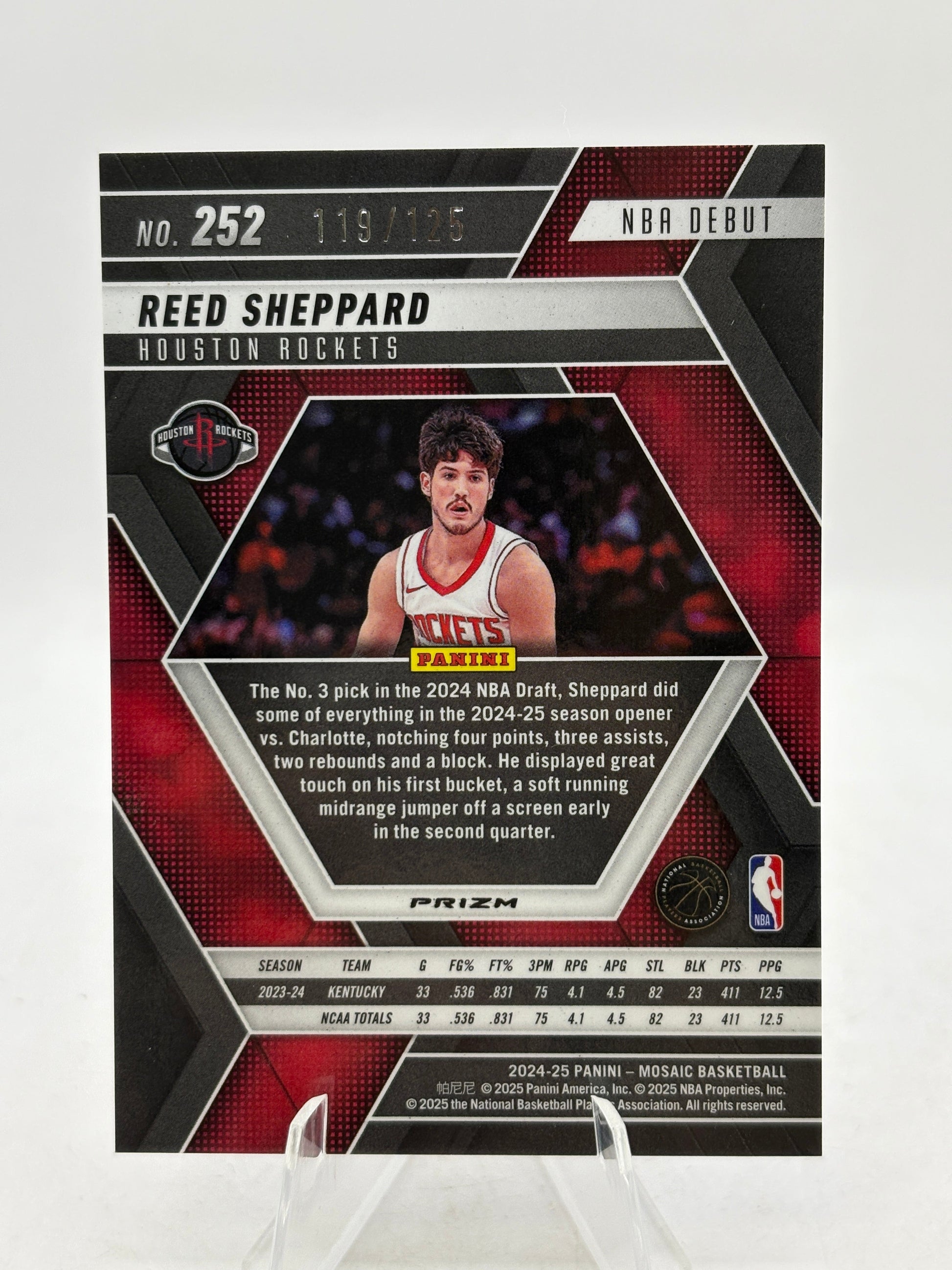 2024-25 Panini Mosaic Basketball - #252 Reed Sheppard /125 Cracked Ice FRENLY BRICKS - Open 7 Days