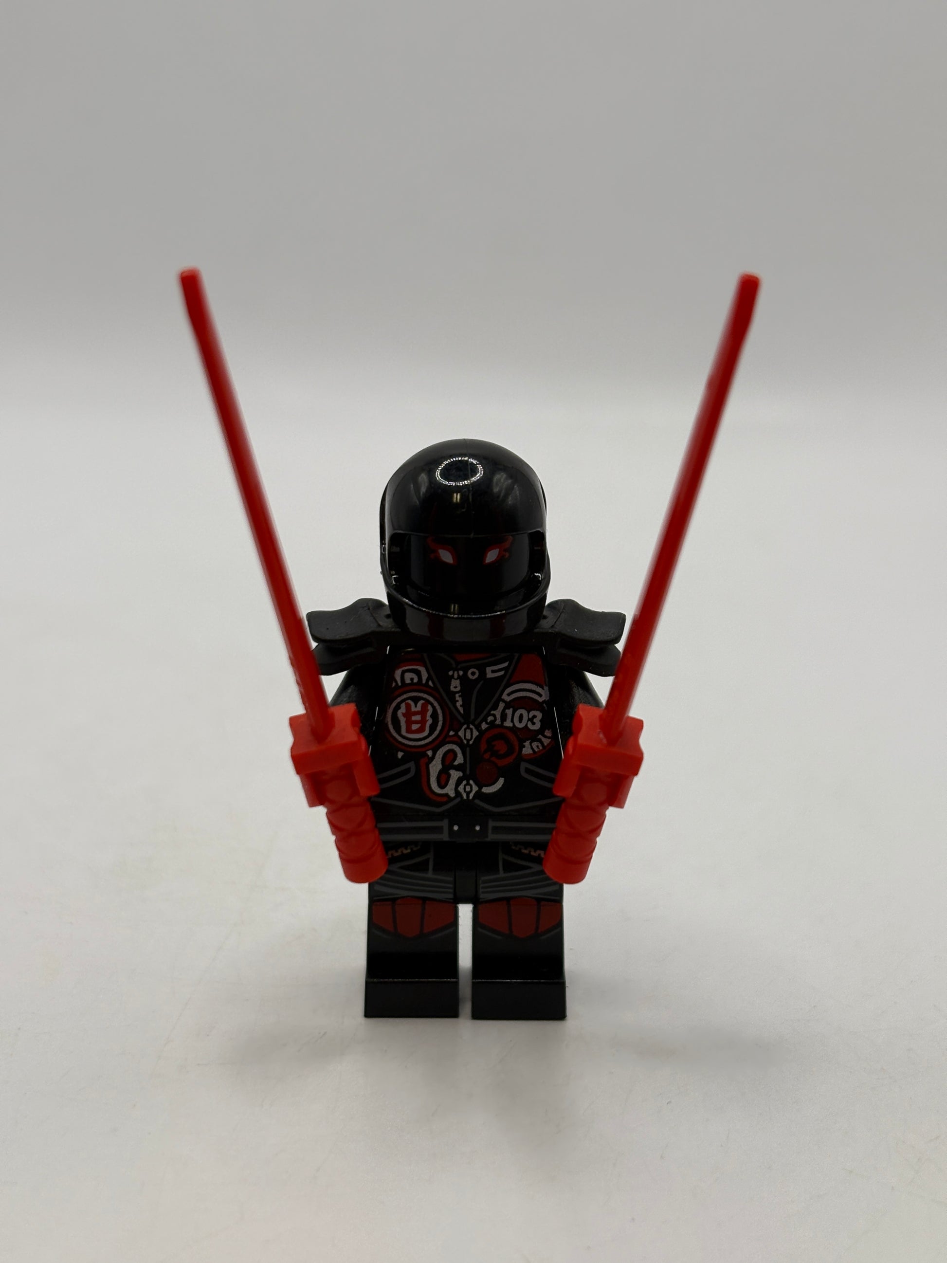 Lego Ninjago Mr. E - Biker Vest with Number 103 njo0385 No Visor image 1
