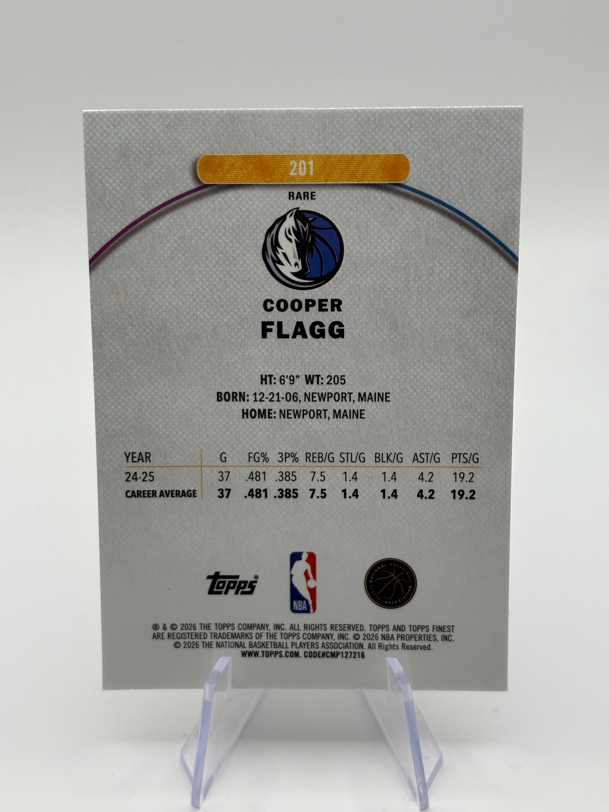 2025-26 Topps Finest - Rare Cooper Flagg #201 (RC) FRENLY BRICKS - Open 7 Days