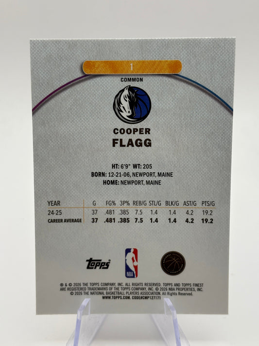 2025-26 Topps Finest Cooper Flagg #1 RC Rookie Common Oil Spill Refractor FRENLY BRICKS - Open 7 Days