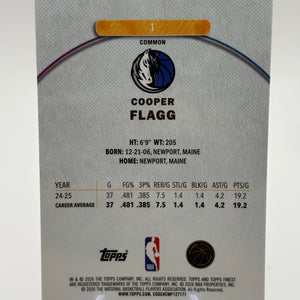 2025-26 Topps Finest Cooper Flagg #1 RC Rookie Common Oil Spill Refractor FRENLY BRICKS - Open 7 Days
