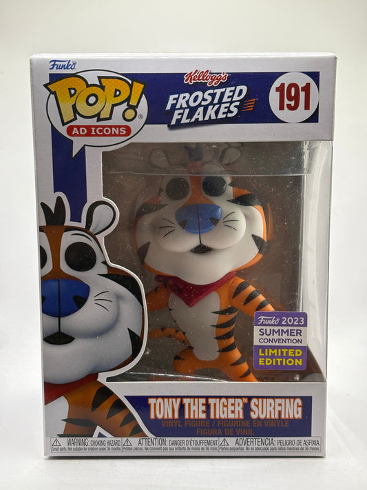 Funko POP! Ad Icons Frosted Flakes #191 Tony The Tiger Surfing 2023 Summer Con FRENLY BRICKS - Open 7 Days