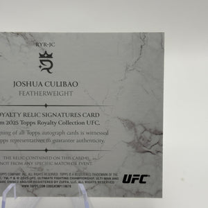 2025 Topps Royalty UFC JOSHUA CULIBAO Royalty Relic Signatures Patch Auto /99 FRENLY BRICKS - Open 7 Days