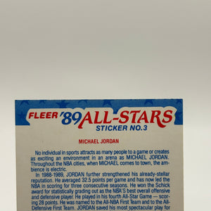 1989-90 Fleer Basketball #3 Michael Jordan '89 All-Stars Sticker Bulls HOF FRENLY BRICKS - Open 7 Days