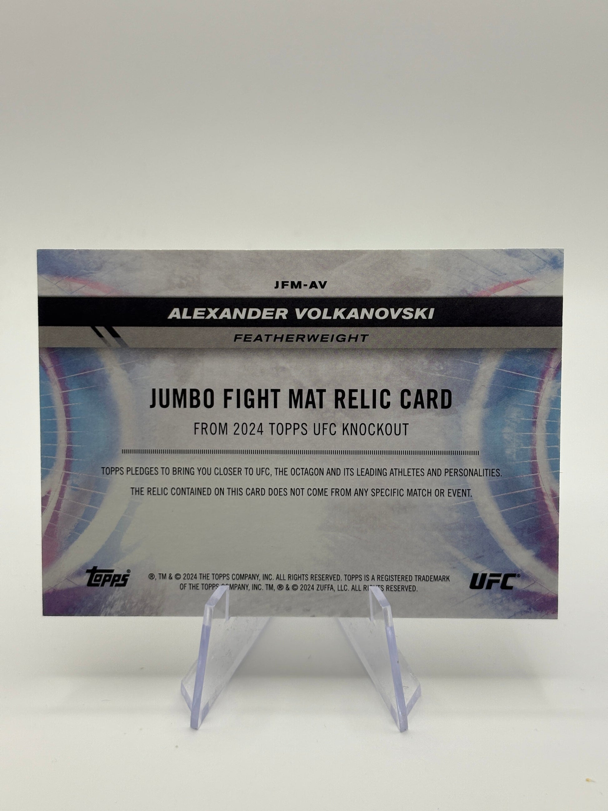 2024 Topps UFC Jumbo Fight Mat Relic Card Alexander Volkanovski FRENLY BRICKS - Open 7 Days
