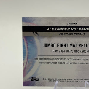 2024 Topps UFC Jumbo Fight Mat Relic Card Alexander Volkanovski FRENLY BRICKS - Open 7 Days