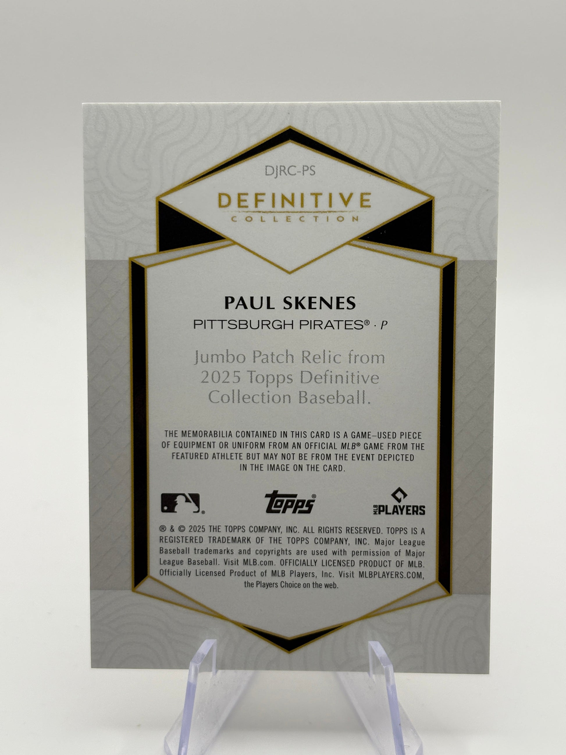 2025 Topps Definitive Collection - Jumbo Patch Relic Paul Skenes 13/15 Pink FRENLY BRICKS - Open 7 Days