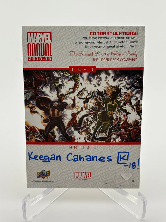 Upper Deck Marvel Annual 2018-19 1 OF 1 Art Sketch Card Keegan Cahanes Signed FRENLY BRICKS - Open 7 Days