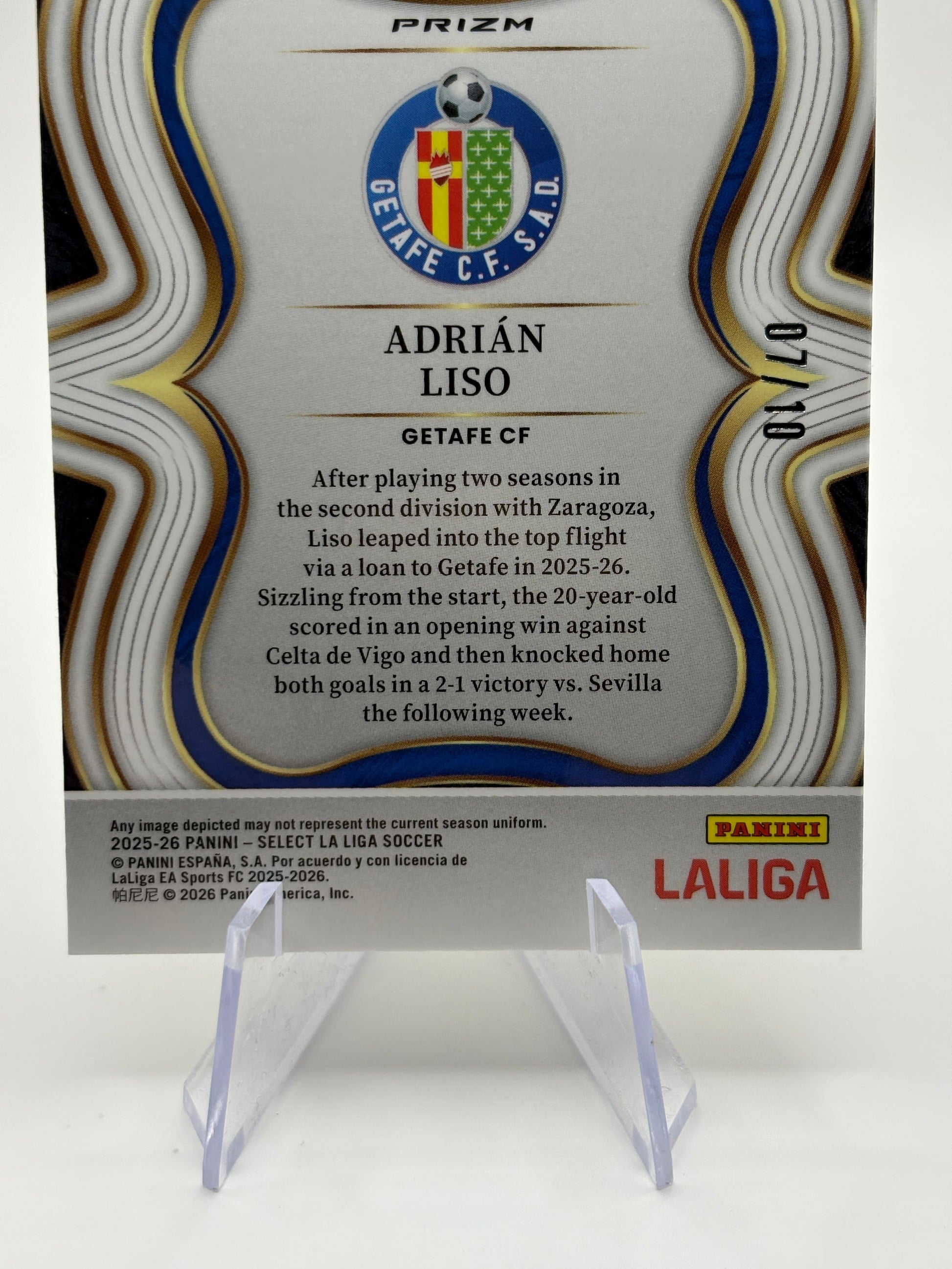 2025-26 Select La Liga Gold Wave /10 Adrian  Liso Getafe FC RC FRENLY BRICKS - Open 7 Days