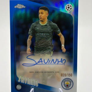2025-26 Topps Chrome UCC Savinho Auto Blue Refractor /150 FRENLY BRICKS - Open 7 Days