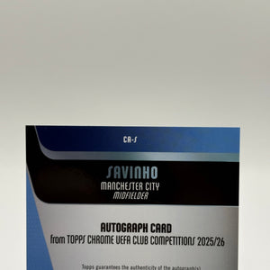 2025-26 Topps Chrome UCC Savinho Auto Blue Refractor /150 FRENLY BRICKS - Open 7 Days