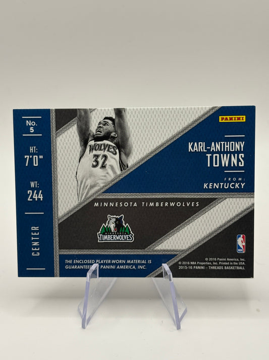 2015-16 Panini Threads Rookie Threads Insert #5 KARL-ANTHONY TOWNS Patch Card RC FRENLY BRICKS - Open 7 Days