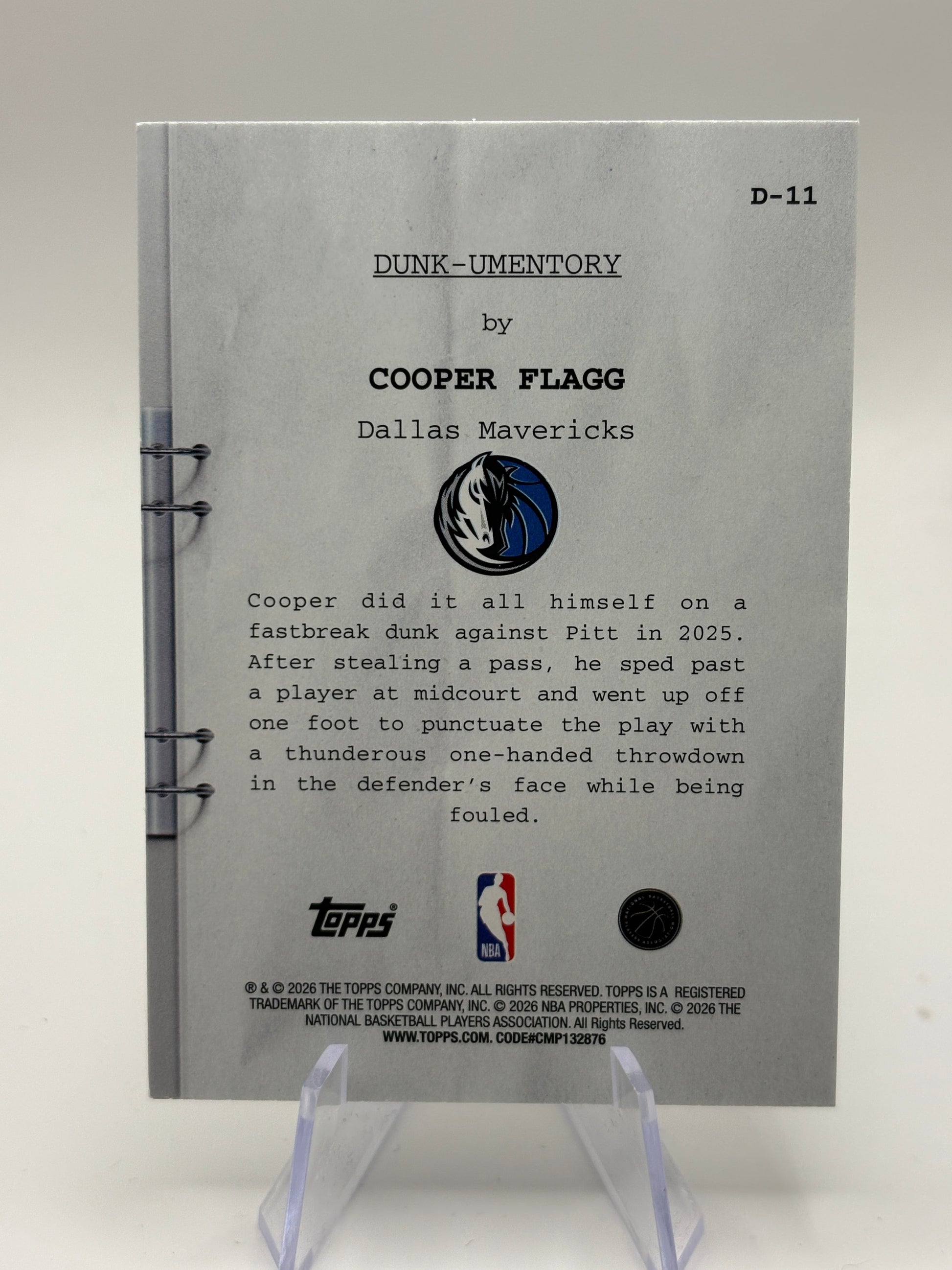 2025-26 Topps Hoops Cooper Flagg RC Rookie Dunk Umentory Silver FRENLY BRICKS - Open 7 Days