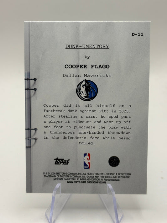 2025-26 Topps Hoops Cooper Flagg RC Rookie Dunk Umentory Silver FRENLY BRICKS - Open 7 Days