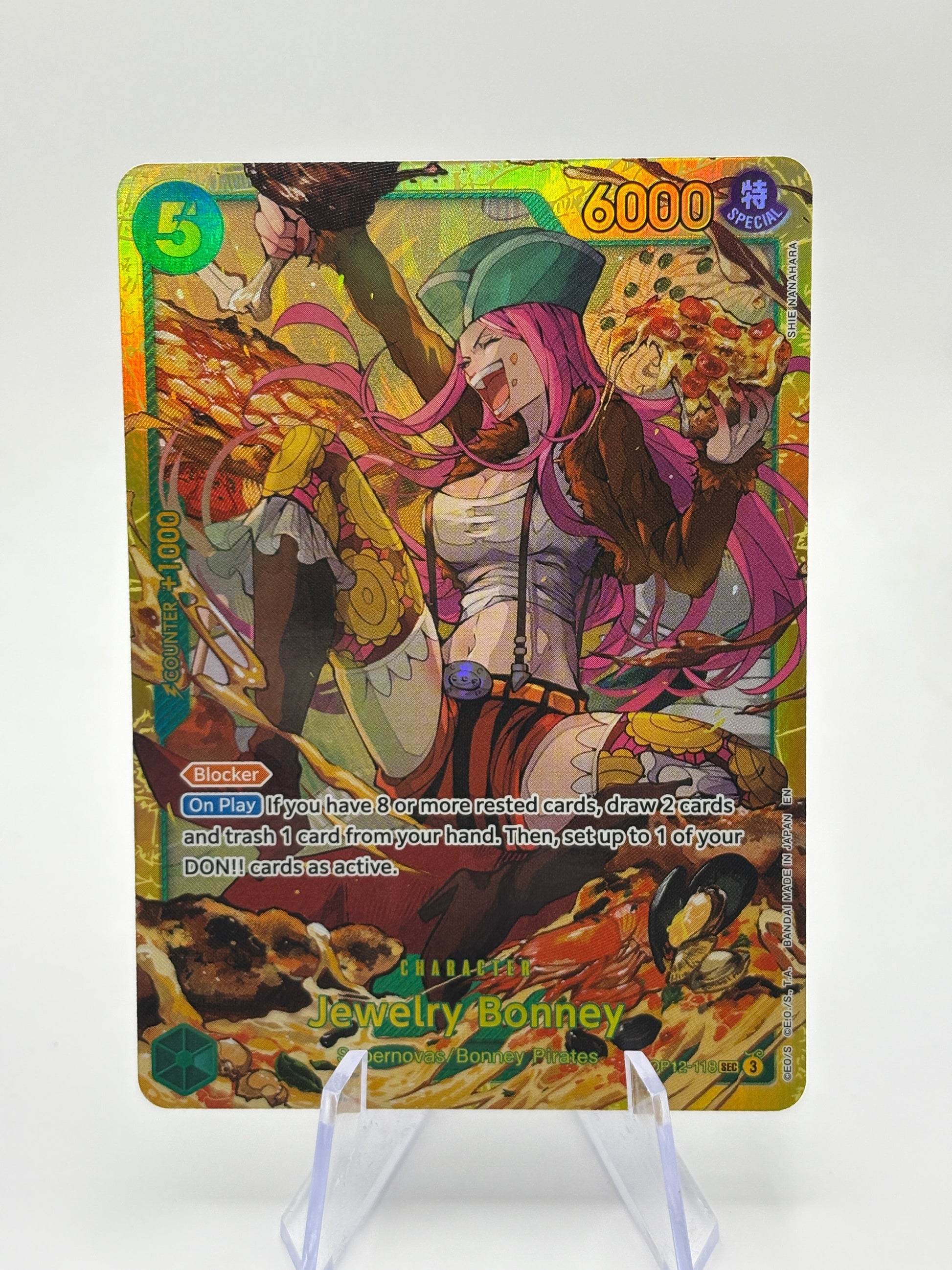 Bandai One Piece Jewelry Bonney OP12-118 Secret Rare Alt Art Foil EN FRENLY BRICKS - Open 7 Days