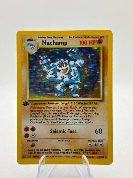 Pokemon TCG WOTC Base Set 1st Edition - Machamp 8/102 Rare Holo LP FRENLY BRICKS - Open 7 Days