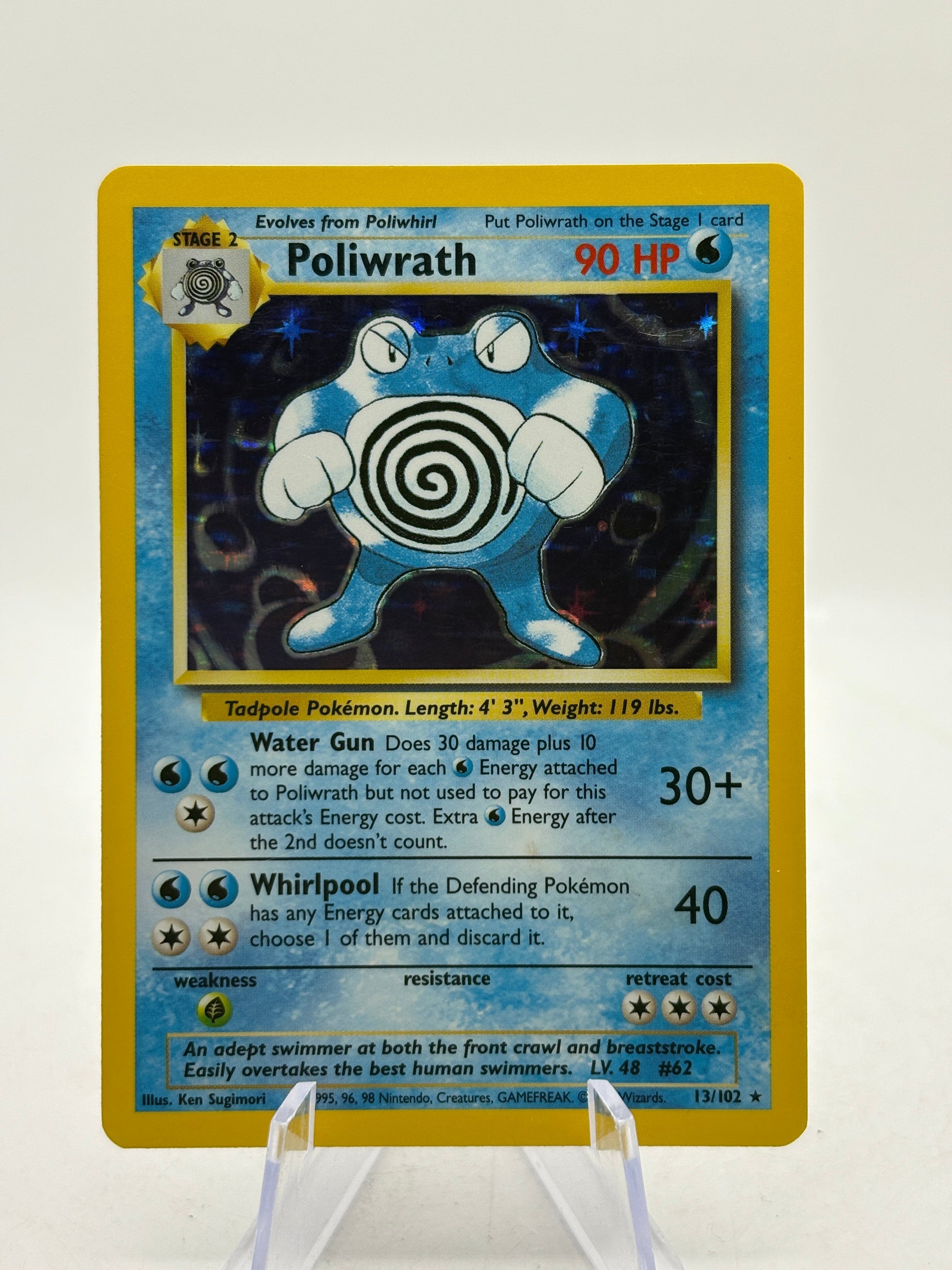 Pokemon TCG WOTC Base Set Unlimited - Poliwrath 13/102 Rare Holo LP FRENLY BRICKS - Open 7 Days