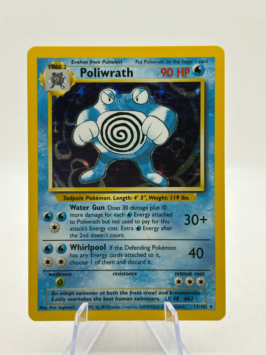 Pokemon TCG WOTC Base Set Unlimited - Poliwrath 13/102 Rare Holo LP FRENLY BRICKS - Open 7 Days