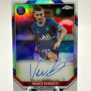 Marco Verratti 2021/22 Topps Chrome PSG Team Set Auto /70 FRENLY BRICKS - Open 7 Days