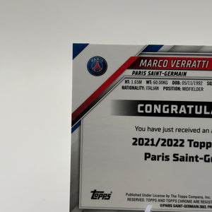 2021-22 Chrome Paris Saint-Germain Wave Refractor /49 Marco Verratti Auto FRENLY BRICKS - Open 7 Days